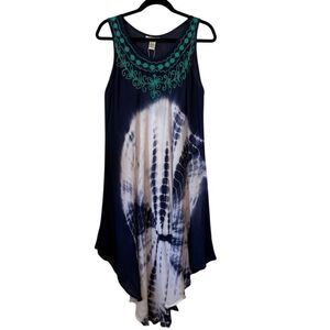 NEW Young USA Blue & Green Tie Dye Swim Cover/Dress Sz OS, Boho, Vacation